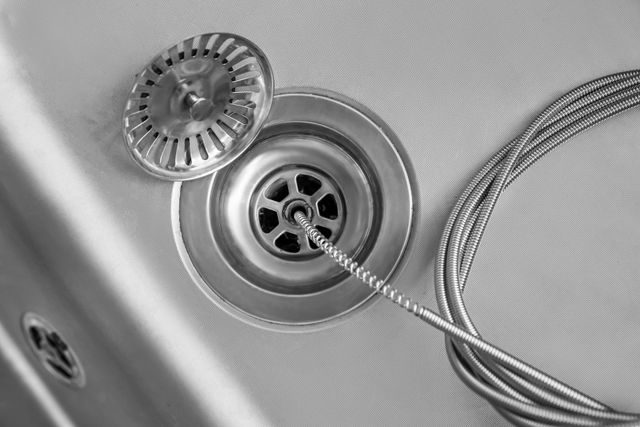 Sink drain with cleaning cable